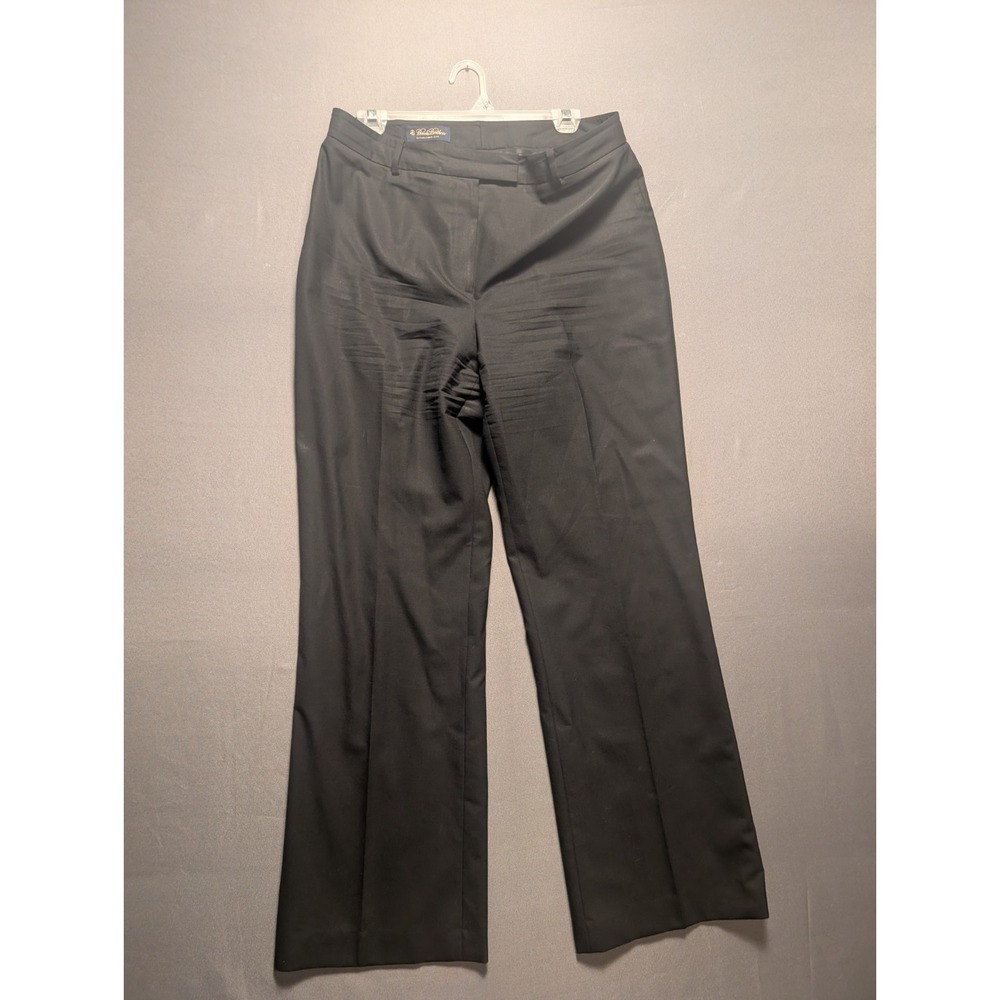 Brooks Brothers Dress Pants Womens 12 Black Wool Comfort Flat Front Straight Leg